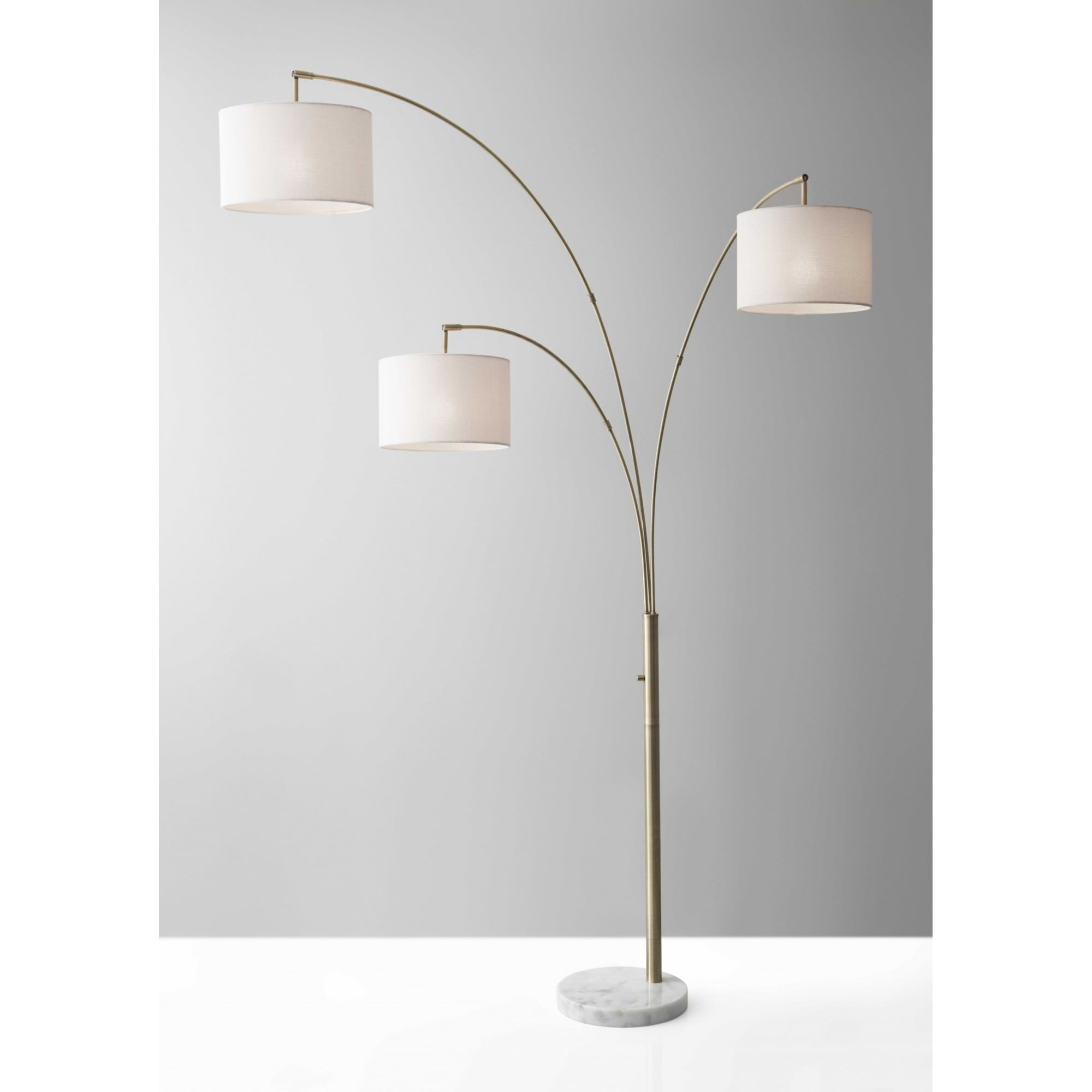 Brass Metal 3-Arm Arc Lamp, 35 x 52 x 74 in.