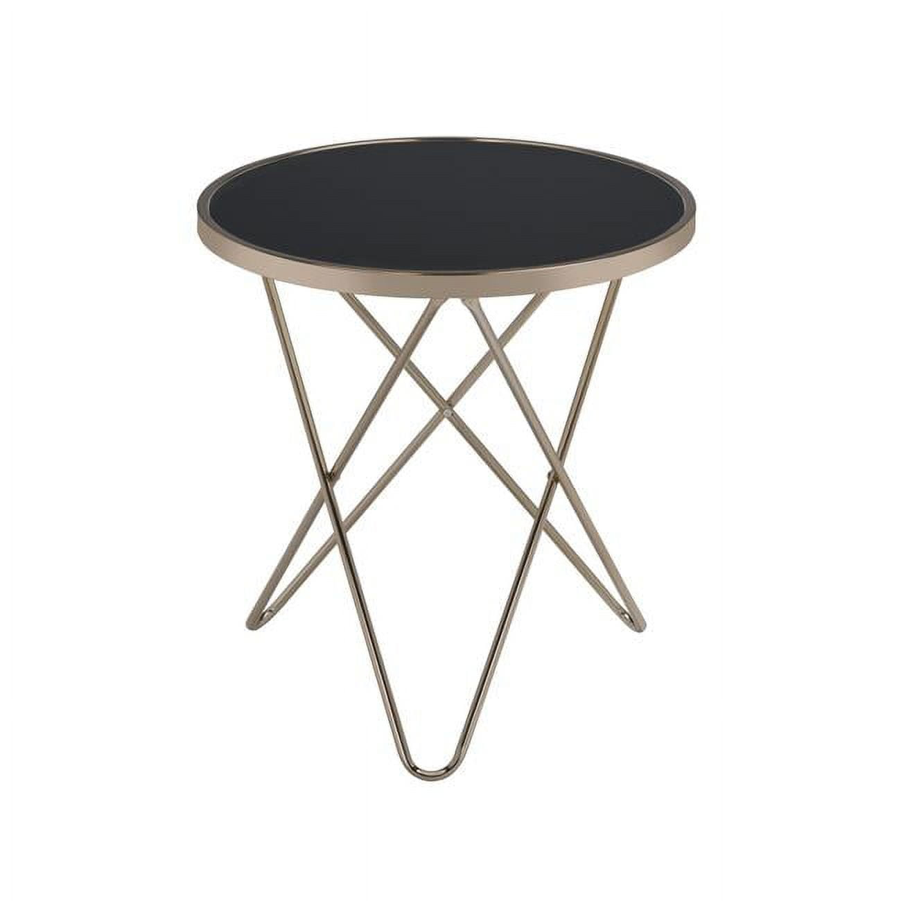 Black Glass & Champagne End Table