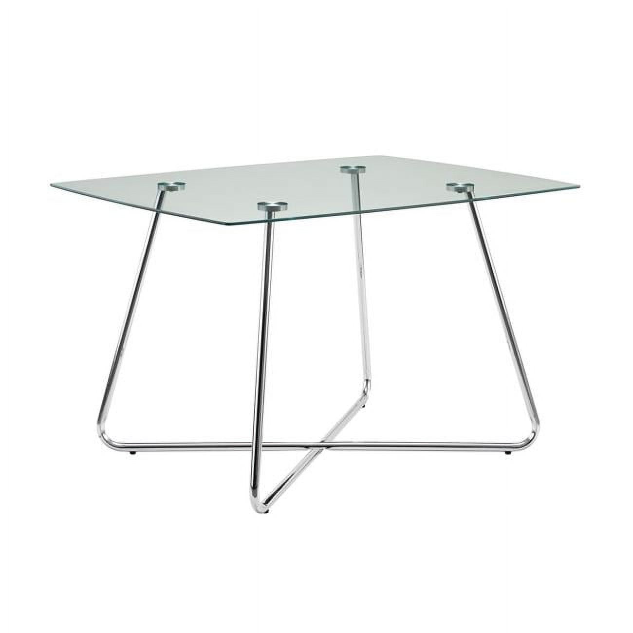 31" Chrome Metal and Clear Tempered Glass Dining Table