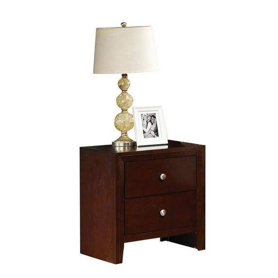 HomeRoots Furniture Nightstand, Brown Cherry - Wood Brown Cherry