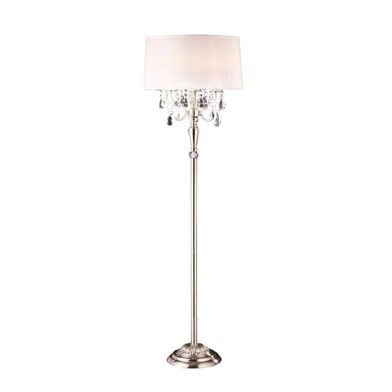 Glamorous Silver & Faux Crystal Candleabra Metal Floor Lamp