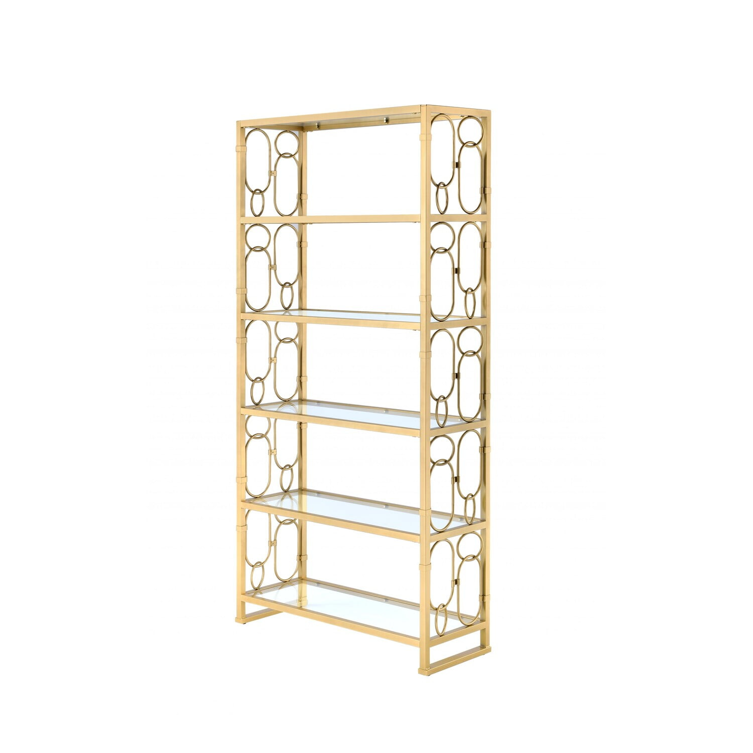 HomeRoots  Julos Etagere Bookcase - Clear Glass & Gold
