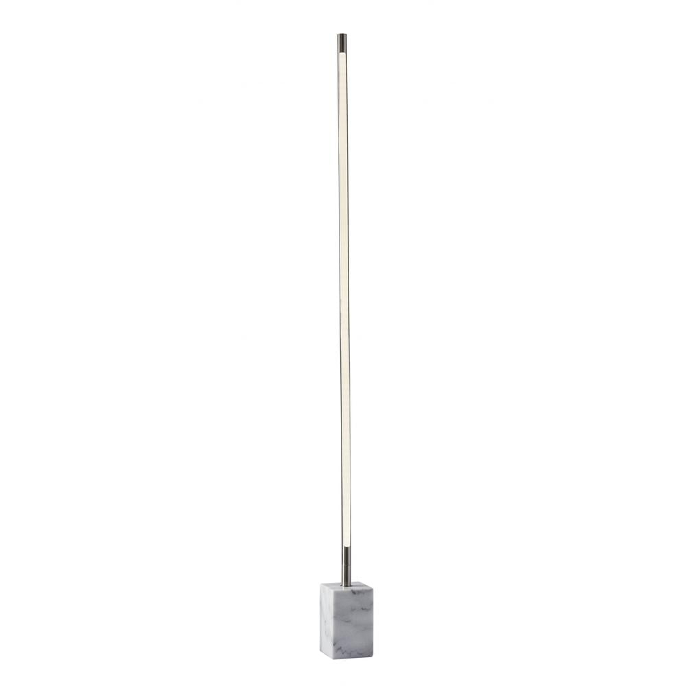 HomeRoots Minimalist Ambient Glow LED Floor Lamp with Dimmer in Brushed Steel and White Marble - 372617