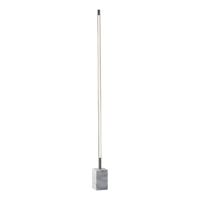 HomeRoots Minimalist Ambient Glow LED Floor Lamp with Dimmer in Brushed Steel and White Marble - 372617