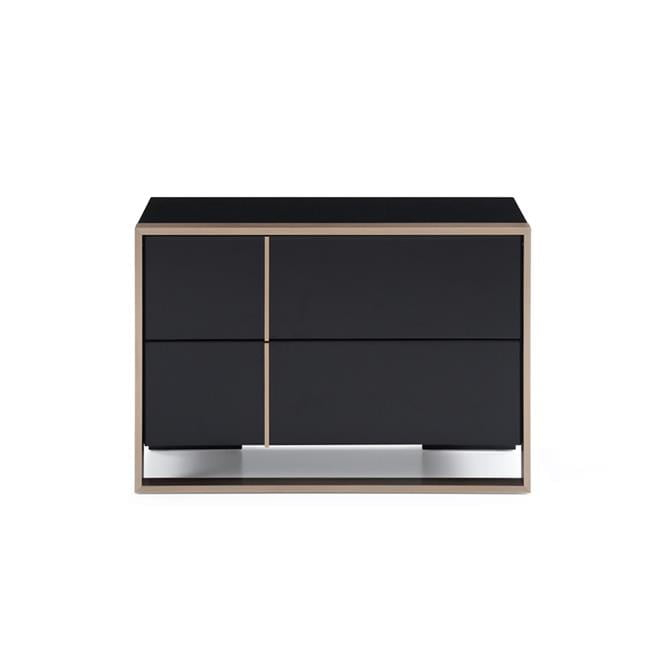 HomeRoots  Modern Right Nightstand - Black & Brushed Bronze