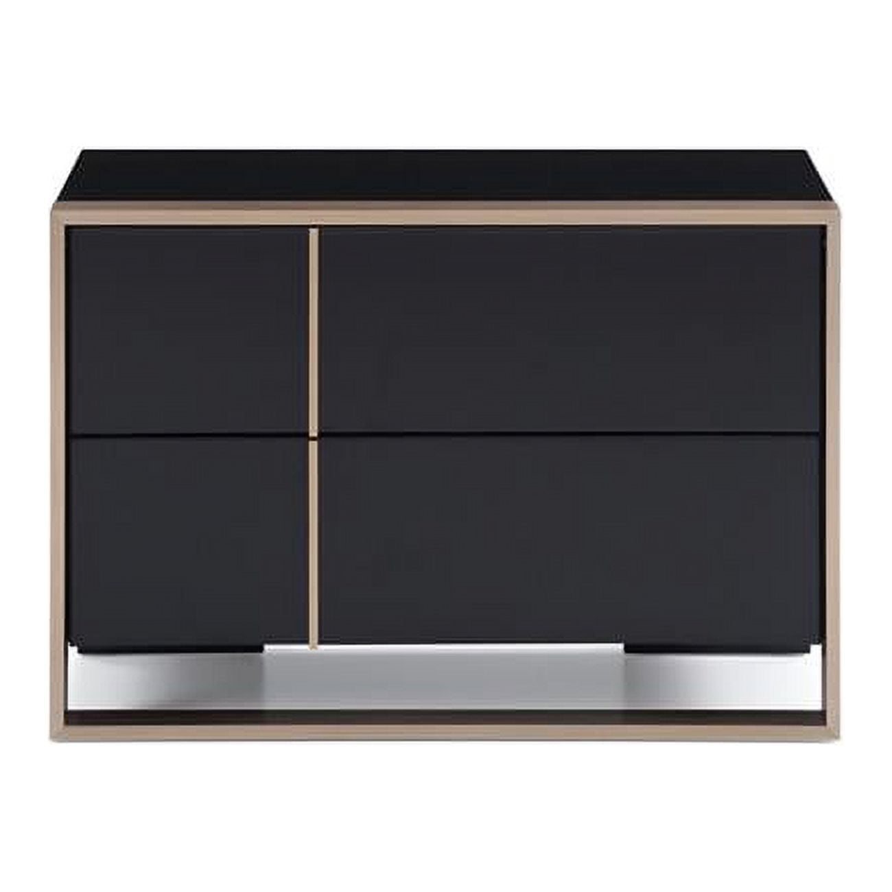 HomeRoots  Modern Right Nightstand - Black & Brushed Bronze