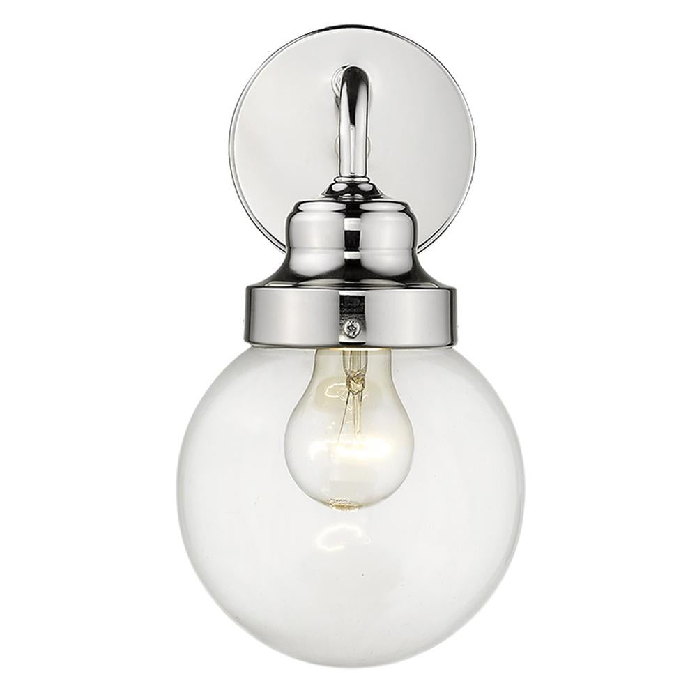 HomeRoots One Light Silver Wall Sconce with Round Glass Shade