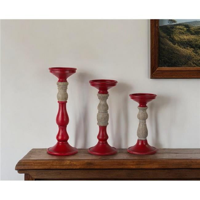 Melrose Candle Holder with Wood Accent (Set of 3)