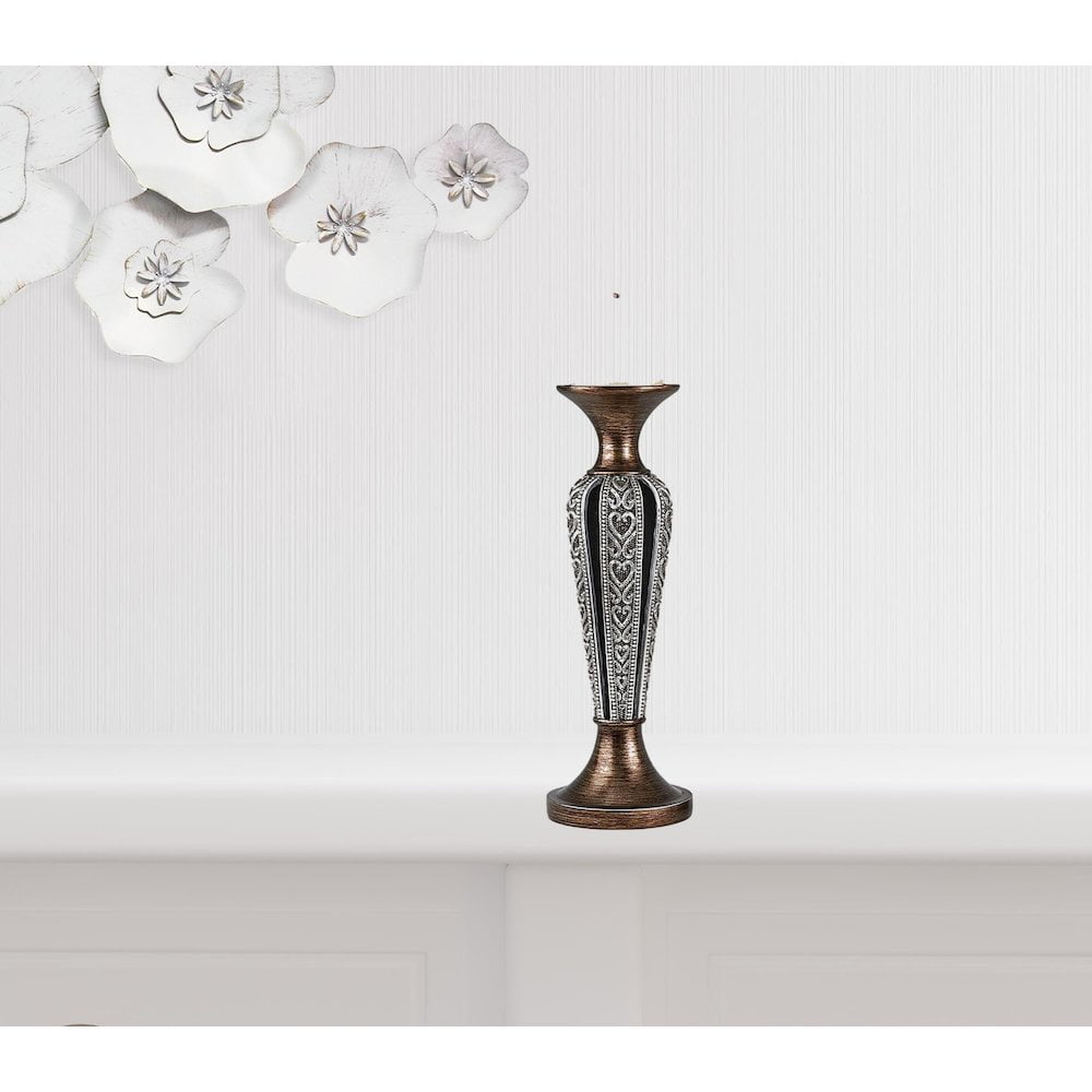ZeaZu Set Of Two Brown And Black Pillar Tabletop Pillar Candle Holder