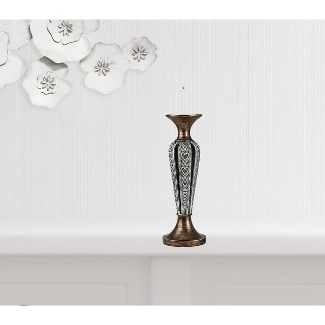 ZeaZu Set Of Two Brown And Black Pillar Tabletop Pillar Candle Holder