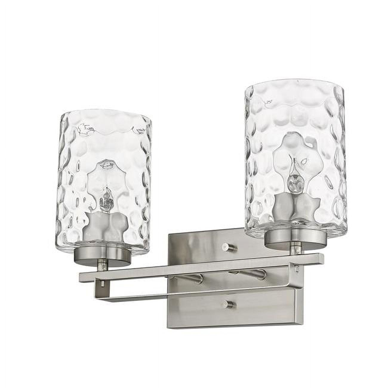 HomeRoots Silver Metal and Pebbled Glass Two Light Wall Sconce