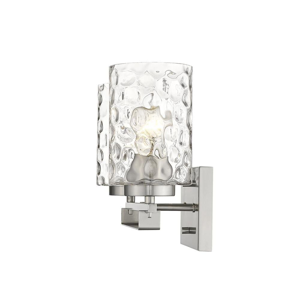 HomeRoots Silver Metal and Pebbled Glass Two Light Wall Sconce