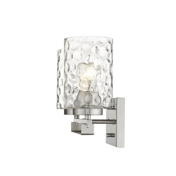 HomeRoots Silver Metal and Pebbled Glass Two Light Wall Sconce