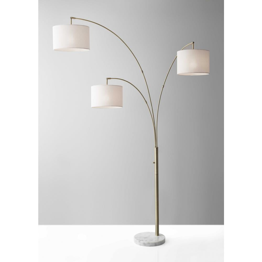 Brass Metal 3-Arm Arc Lamp, 35 x 52 x 74 in.