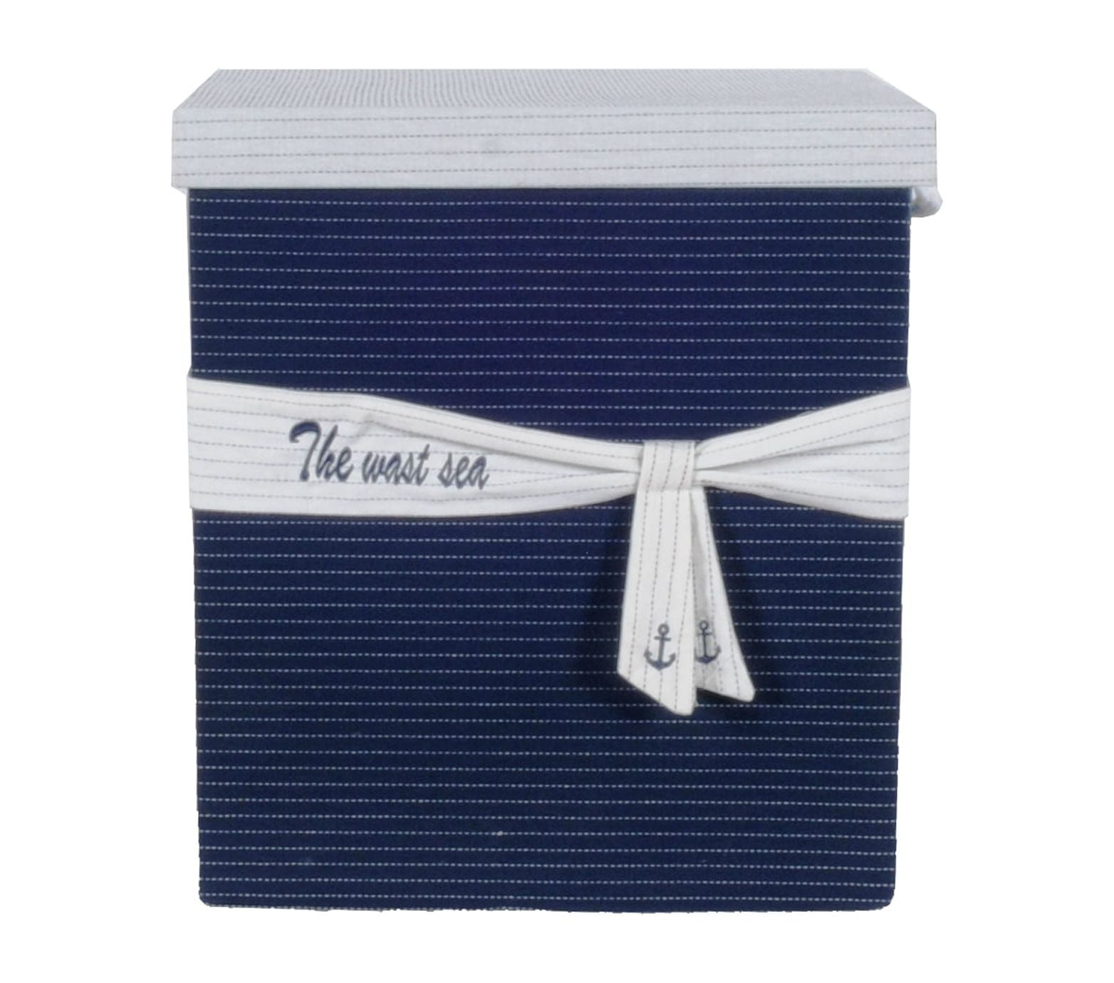 13.5" x 17" x 22.5" Blue Fabric Basket With Bow  Decoration Set of 5