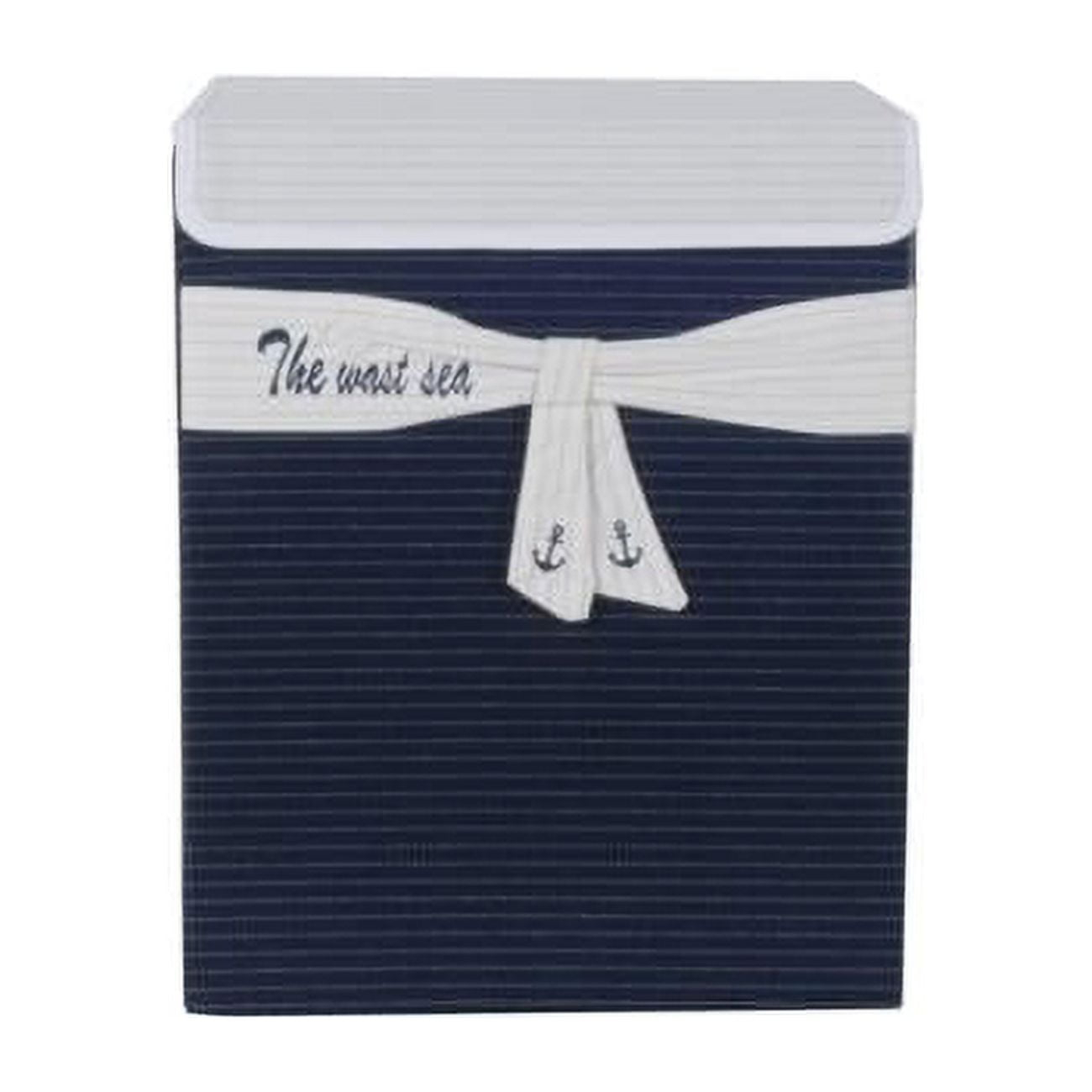Foldable Navy Blue Fabric Lined Storage Basket