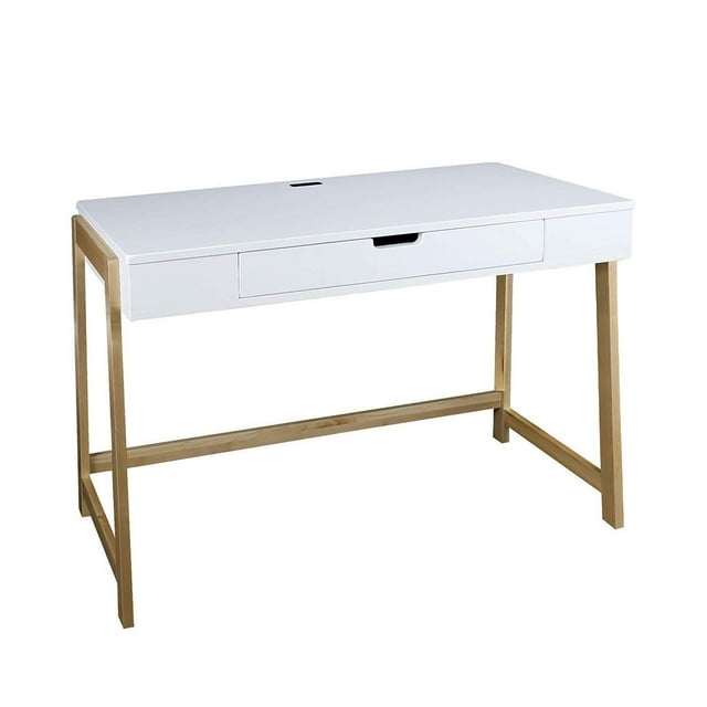 Indoor Furniture Neorustic Smart Desk With Usb Ports - Two-Tone (White,Natural)