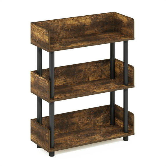 HomeStock Farmhouse Fresh 3-Tier Toolless Display Rack, Amber Pine/Black