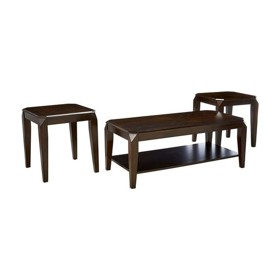 ACME Docila 3 Piece Wooden Coffee Table Set in Walnut