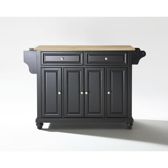 Crosley Furniture Cambridge Natural Wood Top Kitchen Island in Black