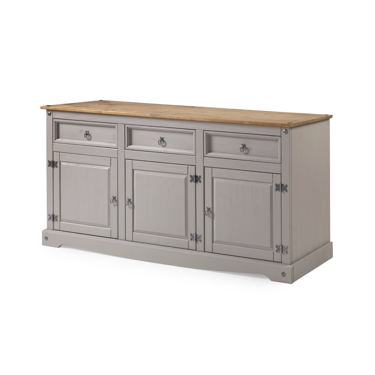 65.91 x 31.73 x 16.93 in. Cottage Series Wood Buffet Sideboard, Corona Gray