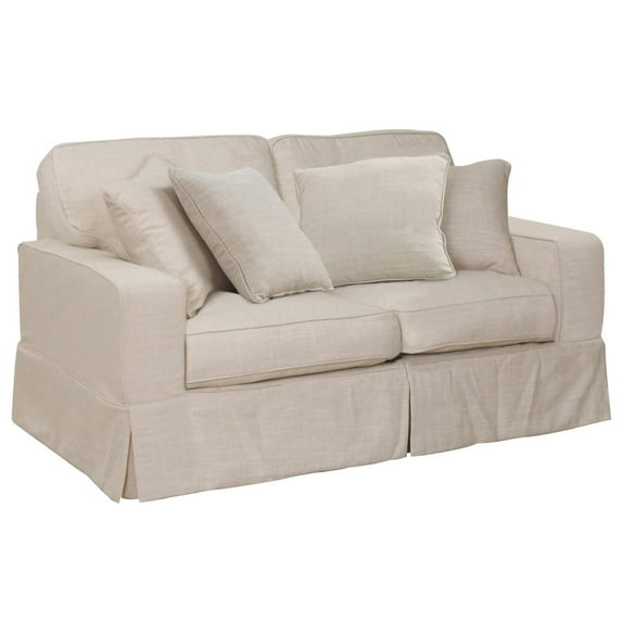 Sunset Trading Americana Fabric Slipcover for Track Arm Loveseat in Linen Gray