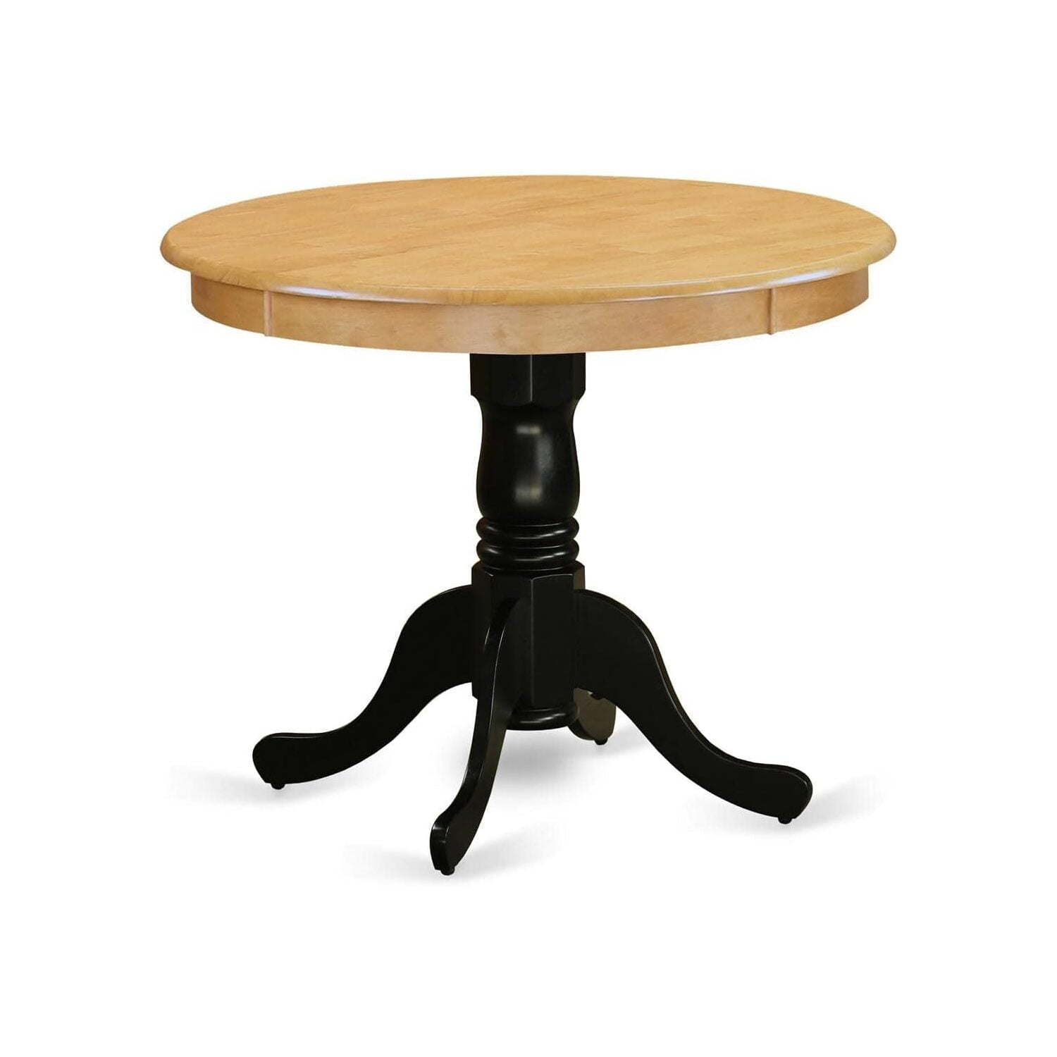East West Furniture Antique 36" Round Wood Dining Table in Oak/Black