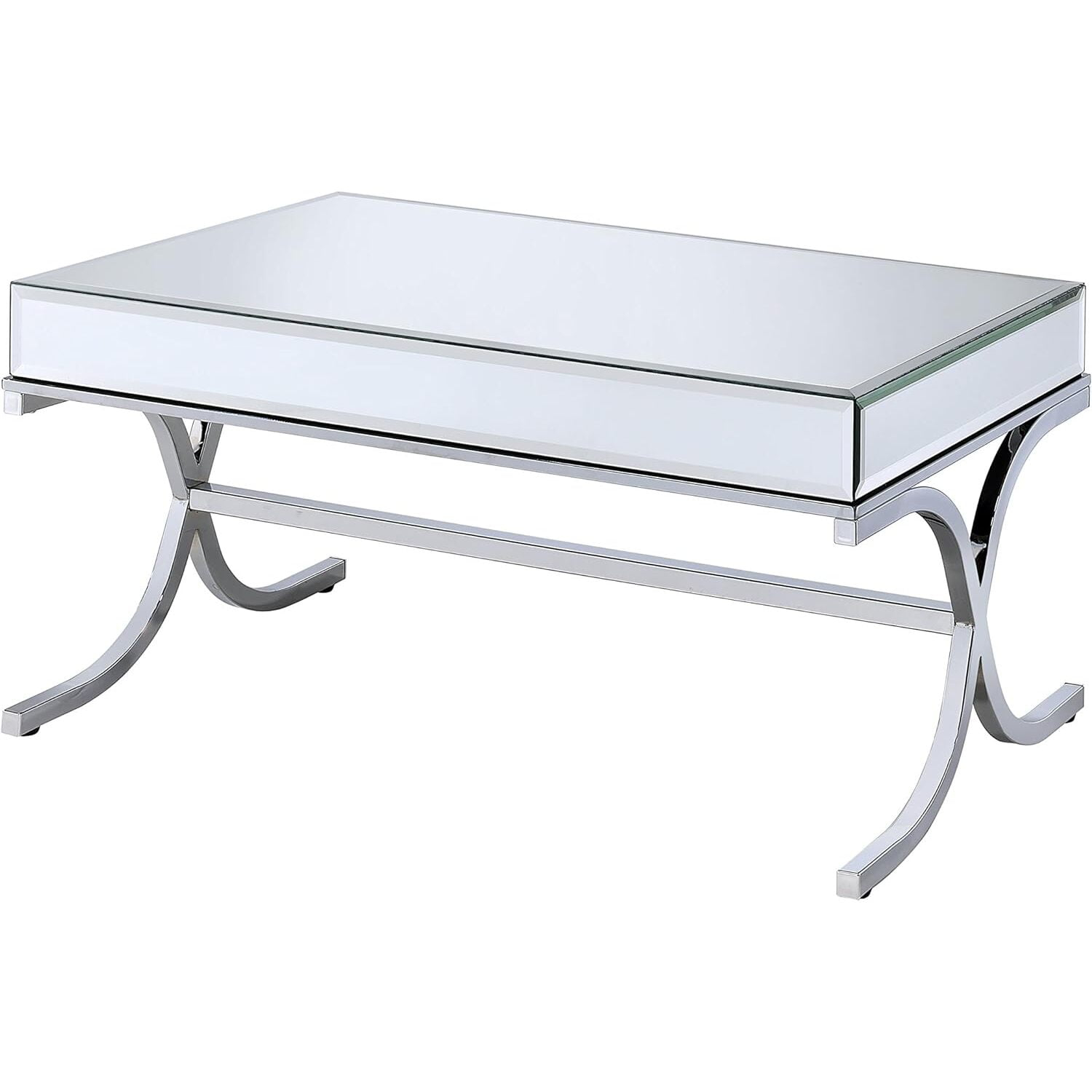 Acme Furniture Yuri Coffee Table, Mirrored Top & Chrome
