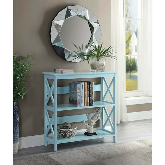 Convenience Concepts Oxford Three-Tier Bookcase in Mint Green Wood Finish