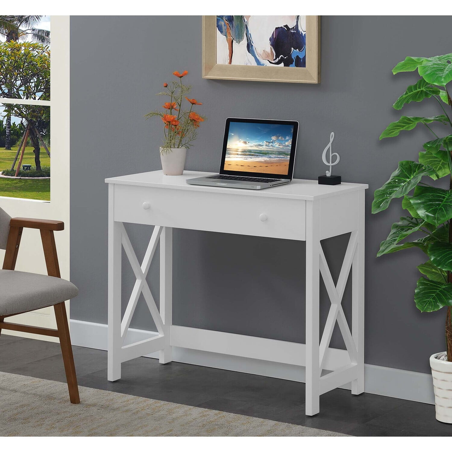 Convenience Concepts Oxford 30 inches Tall 1 Drawer 36-inch Desk, White, All Ages