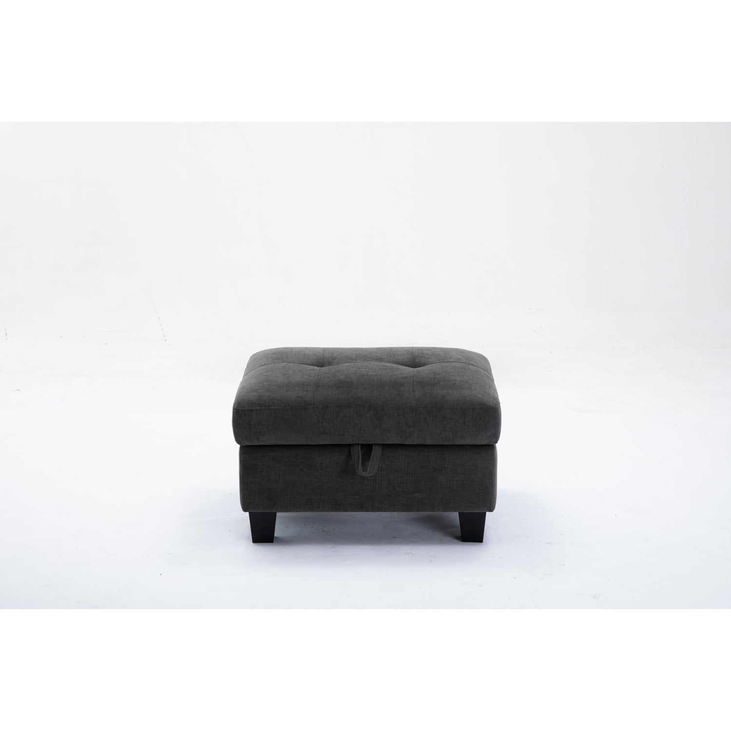 Alexent 1 pcs Sectional Sofa-Dark Gray Soft Fabric-Ottomen-Color:Dark Gray Sofa