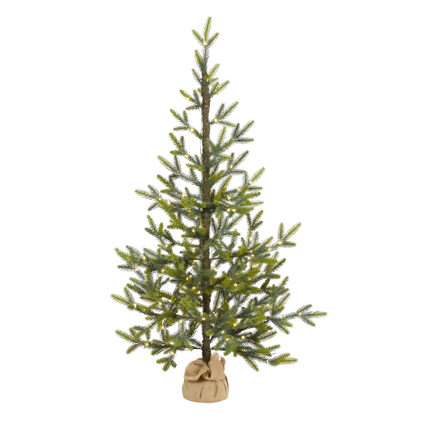 Nearly Natural 4' Green Fir Artificial Christmas Tree Prelit 100 Clear LED Lights