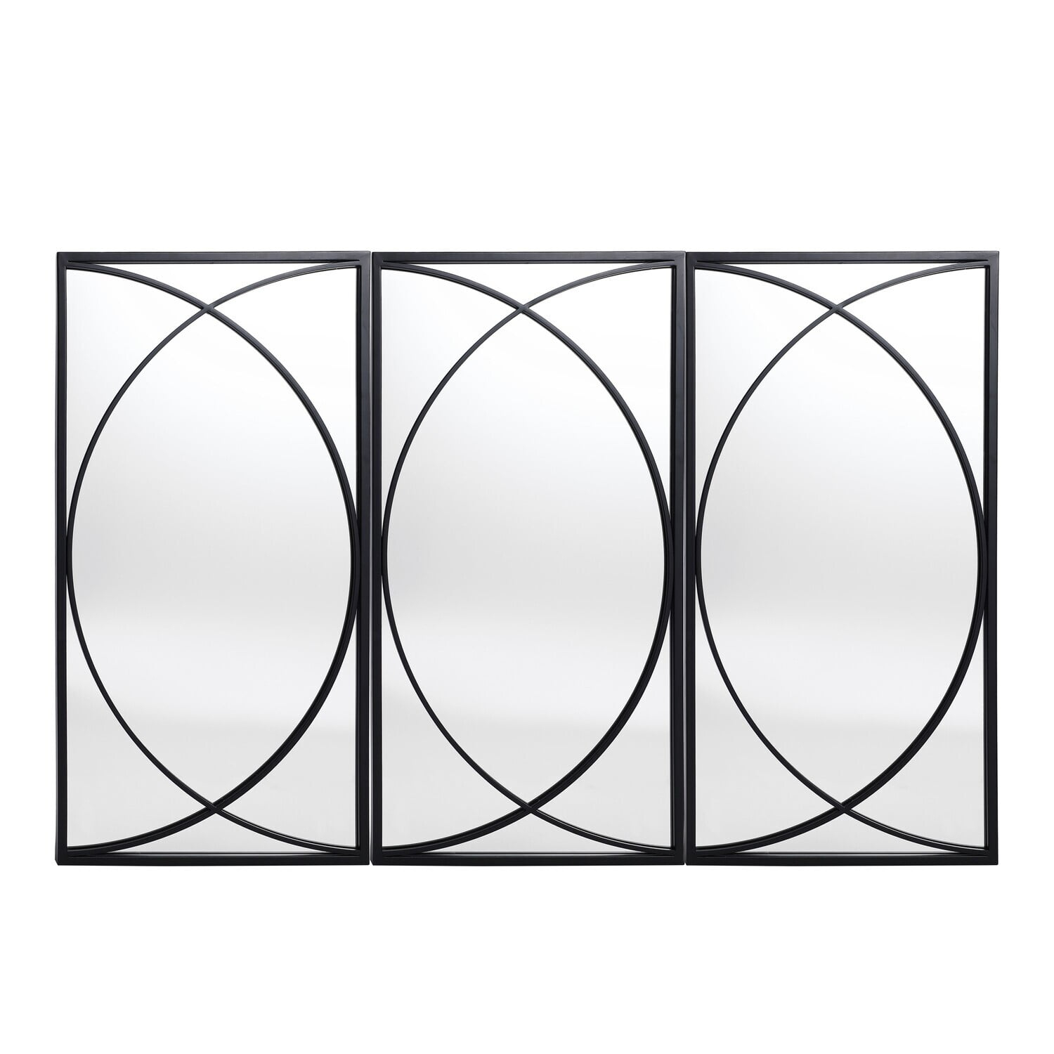 HomeStock Neo-Classical Nostalgia Black Metal Rectangular Wall Mirror Set