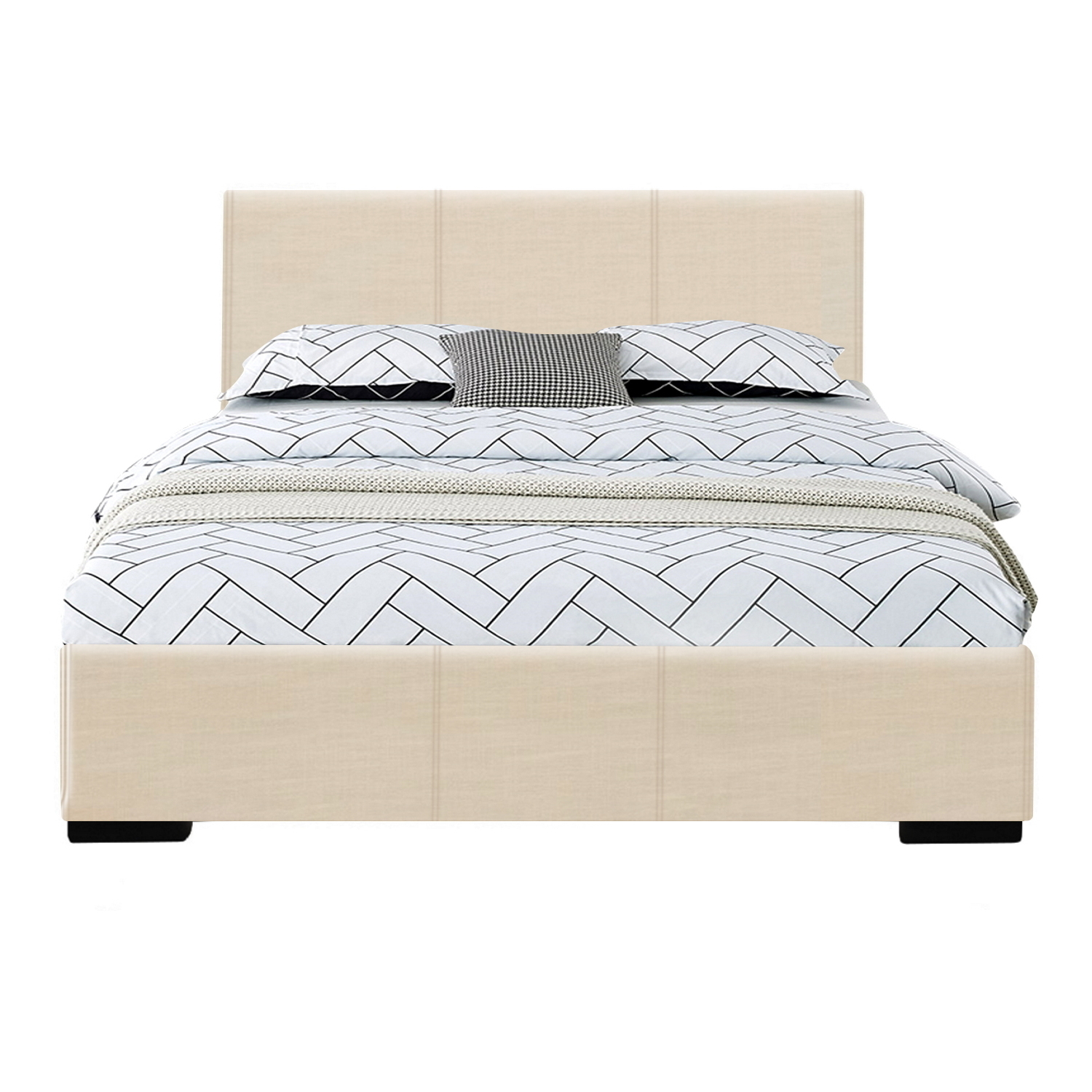 HomeStock Retro Renaissance Platform Bed, Beige, Twin