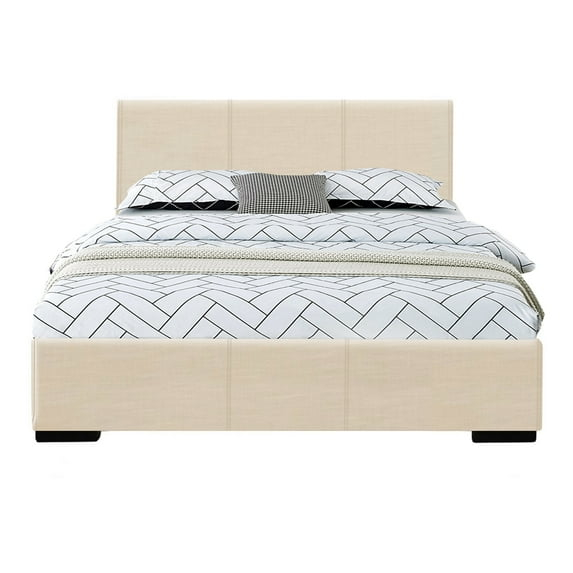 HomeStock Retro Renaissance Platform Bed, Beige, Twin