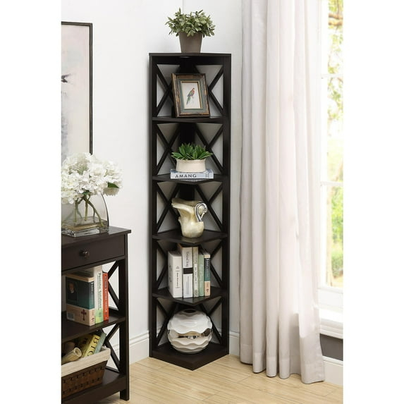 Convenience Concepts Oxford 5 Tier Corner Bookcase, Multiple Finishes