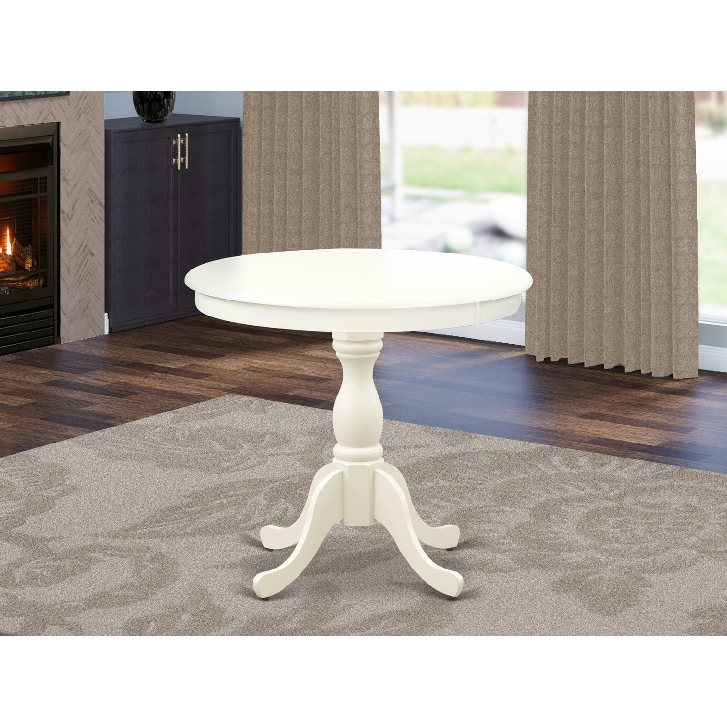 East West Furniture,Round Modern Dining Table Linen White Color Table