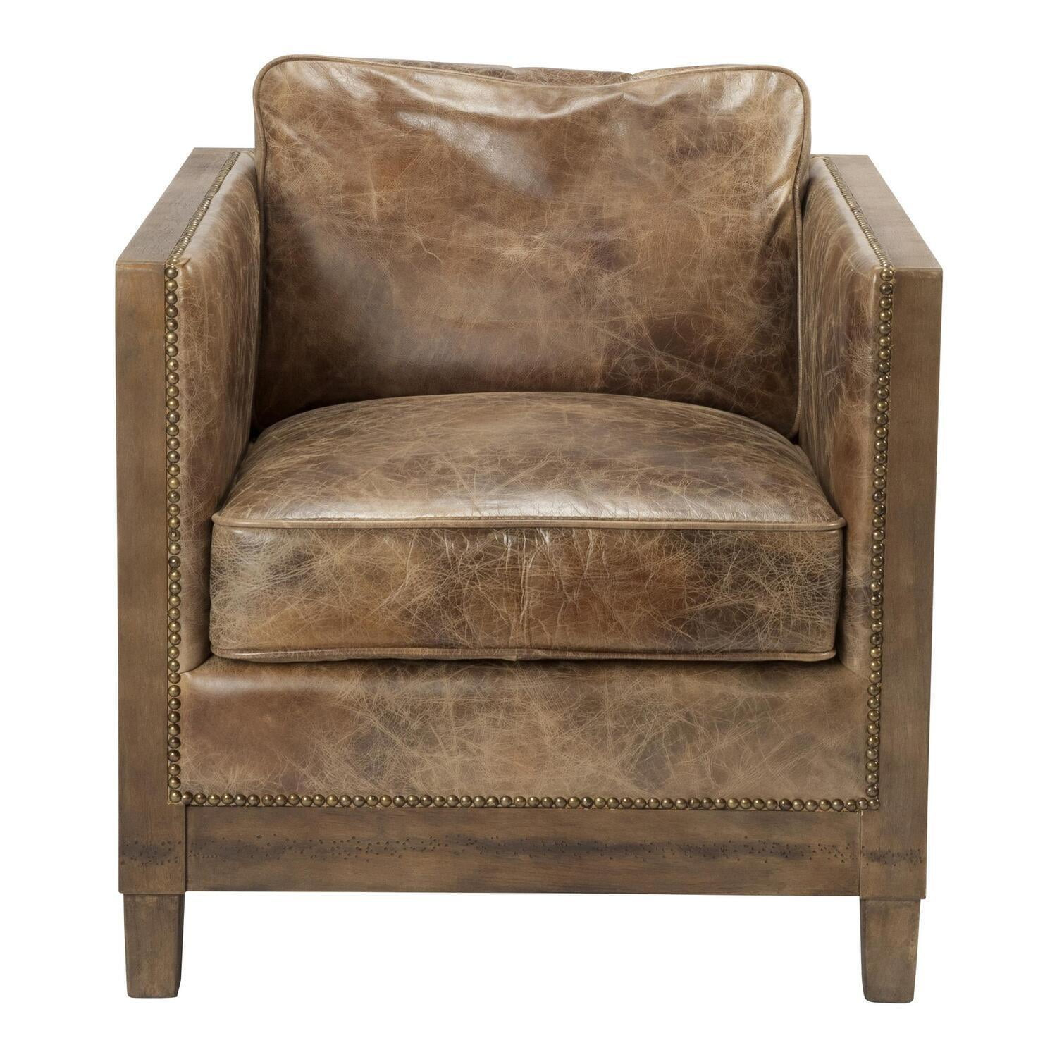 HomeStock Tribal Treasures Club Chair Light Brown , Modern Club Chair, Leather Club Chair, Upholstered Club Chair, Traditional Club Chair, Accent Club Chair, Vintage Club Chair