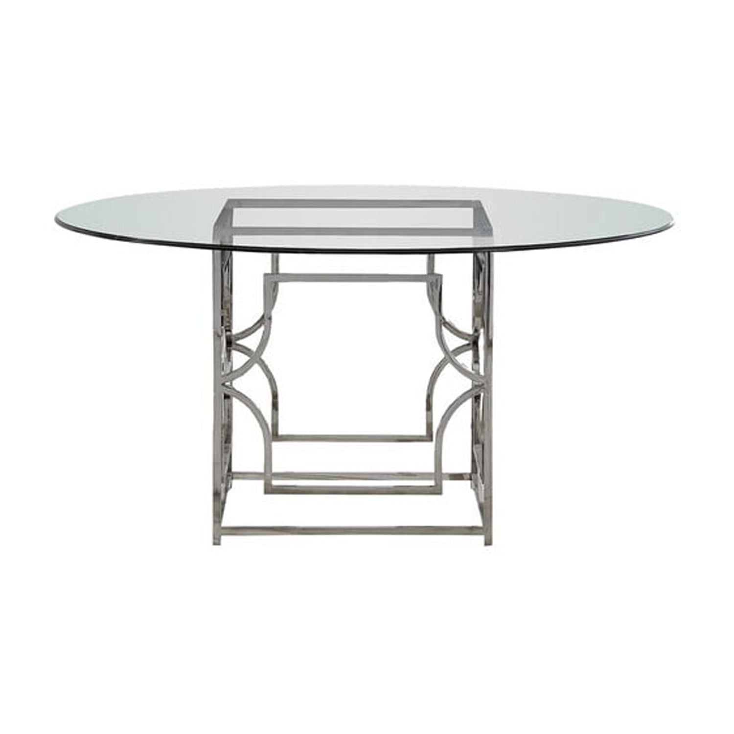 Best Master Alexis 54" Stainless Steel and Glass Round Dining Table in Silver