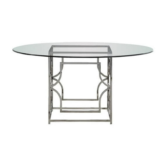 Best Master Alexis 54" Stainless Steel and Glass Round Dining Table in Silver