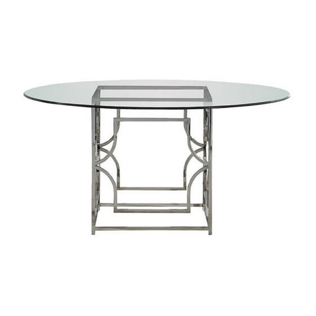 Best Master Alexis 54" Stainless Steel and Glass Round Dining Table in Silver