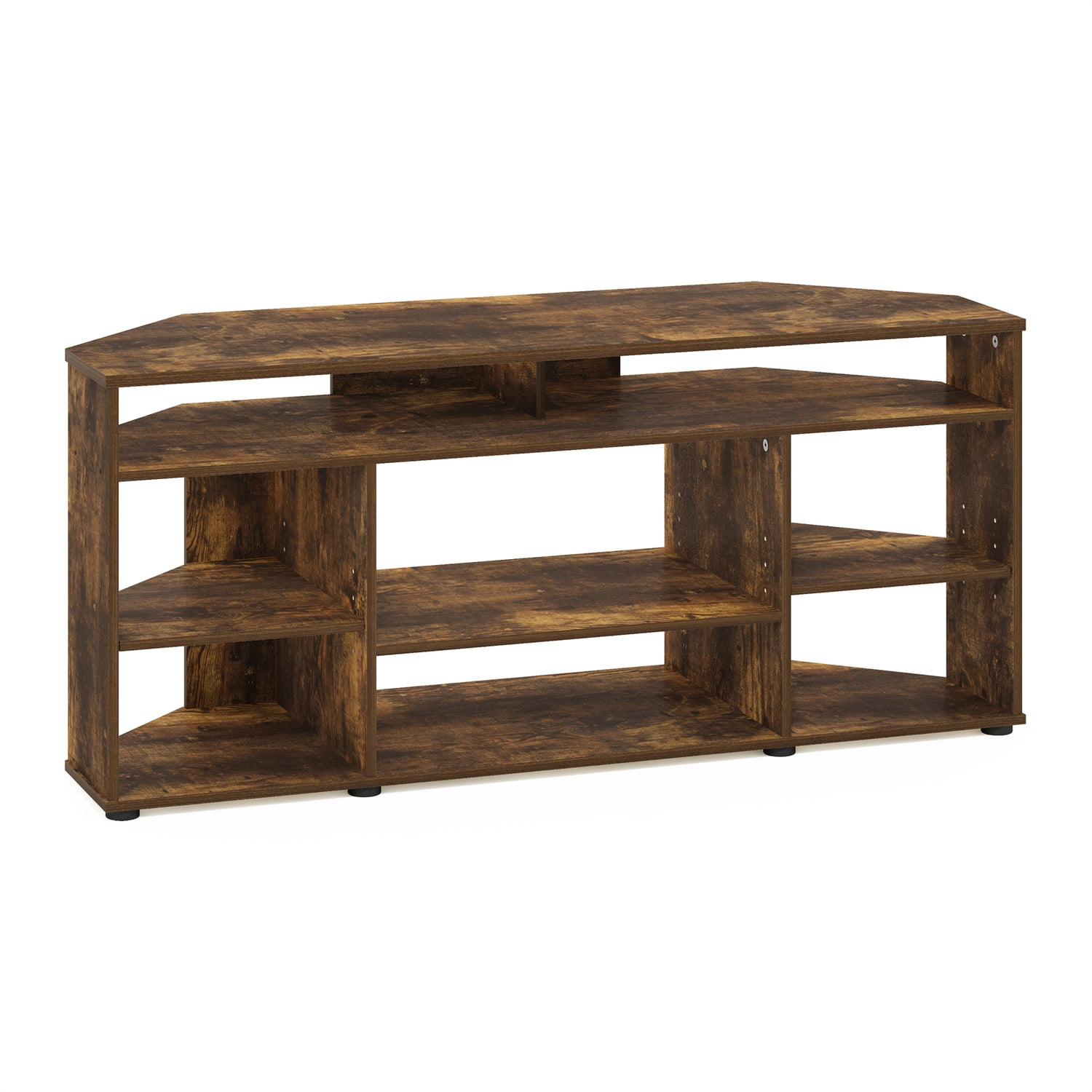 Furinno Jensen Corner TV Stand TV up to 55 Inches, Amber Pine