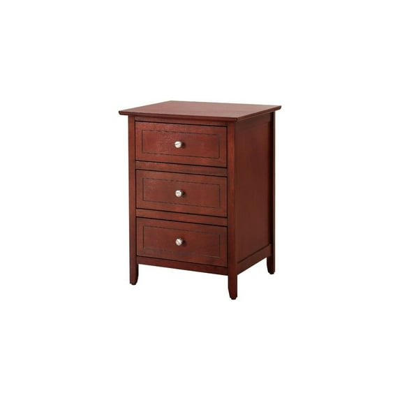 Homestock Mediterranean Magic Nightstand - Dovetailed Drawers for Bedroom Storage, Stylish Nickel Hardware, Painted Nightstand, Floor Mountable-Color:Cherry,Size:3 Drawer