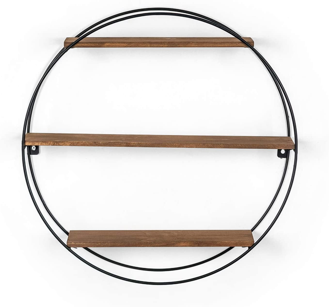 Homebeez Round Wood Floating Shelves for Wall Home/Living Room/Bedroom/Bathroom/Kitchen/Office Decor| Light Brown