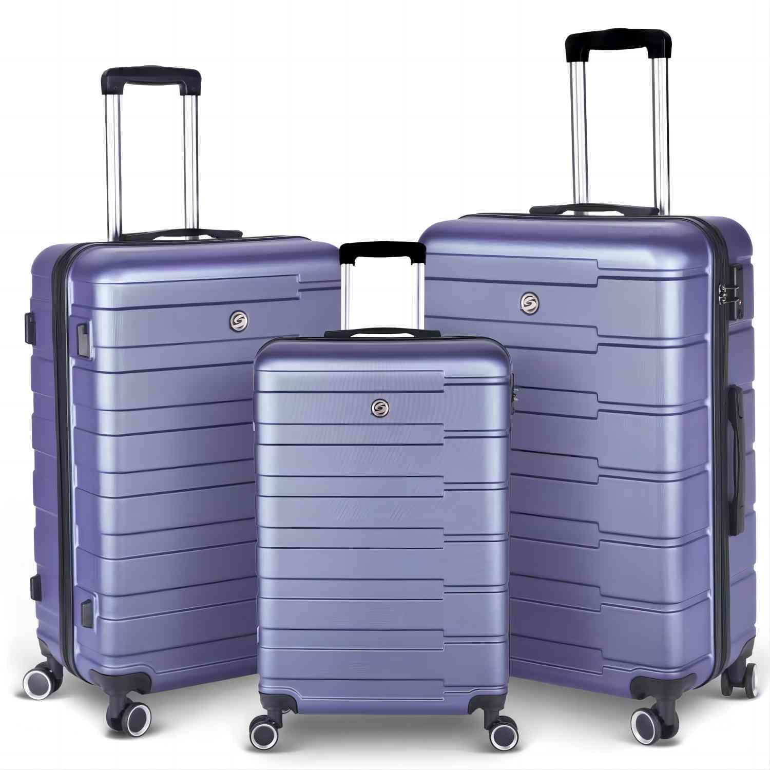 Homeika 3 Piece Luggage Sets, Hardside Suitcase Set with TSA Lock, Multi-Size Hardside Luggage with Spinner Wheels for Travel Trips Business,Purple (20"/24"/28")