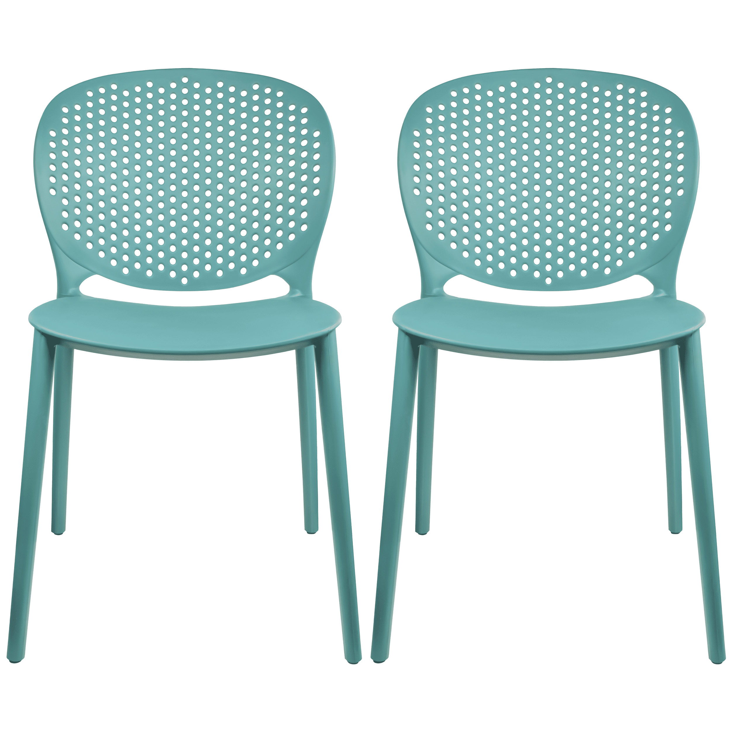 2xhome Set of 2 Modern Pool Patio Chairs, Contemporary Plastic Armless Dining Accent Side Chairs for Indoor or Outdoor Use, Teal