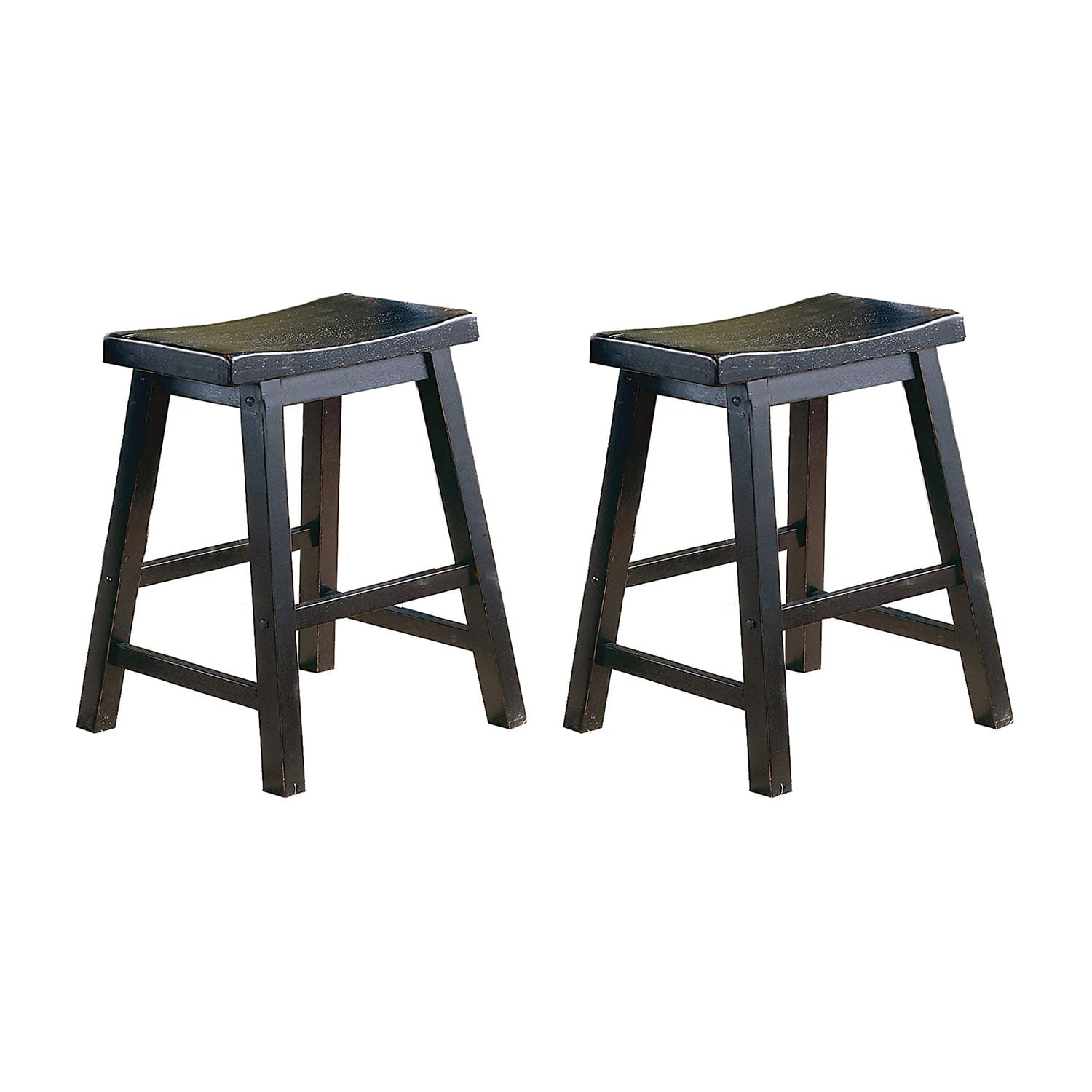 Homelegance 18 Inch Dining Height Wooden Saddleback Seat Barstool, Black