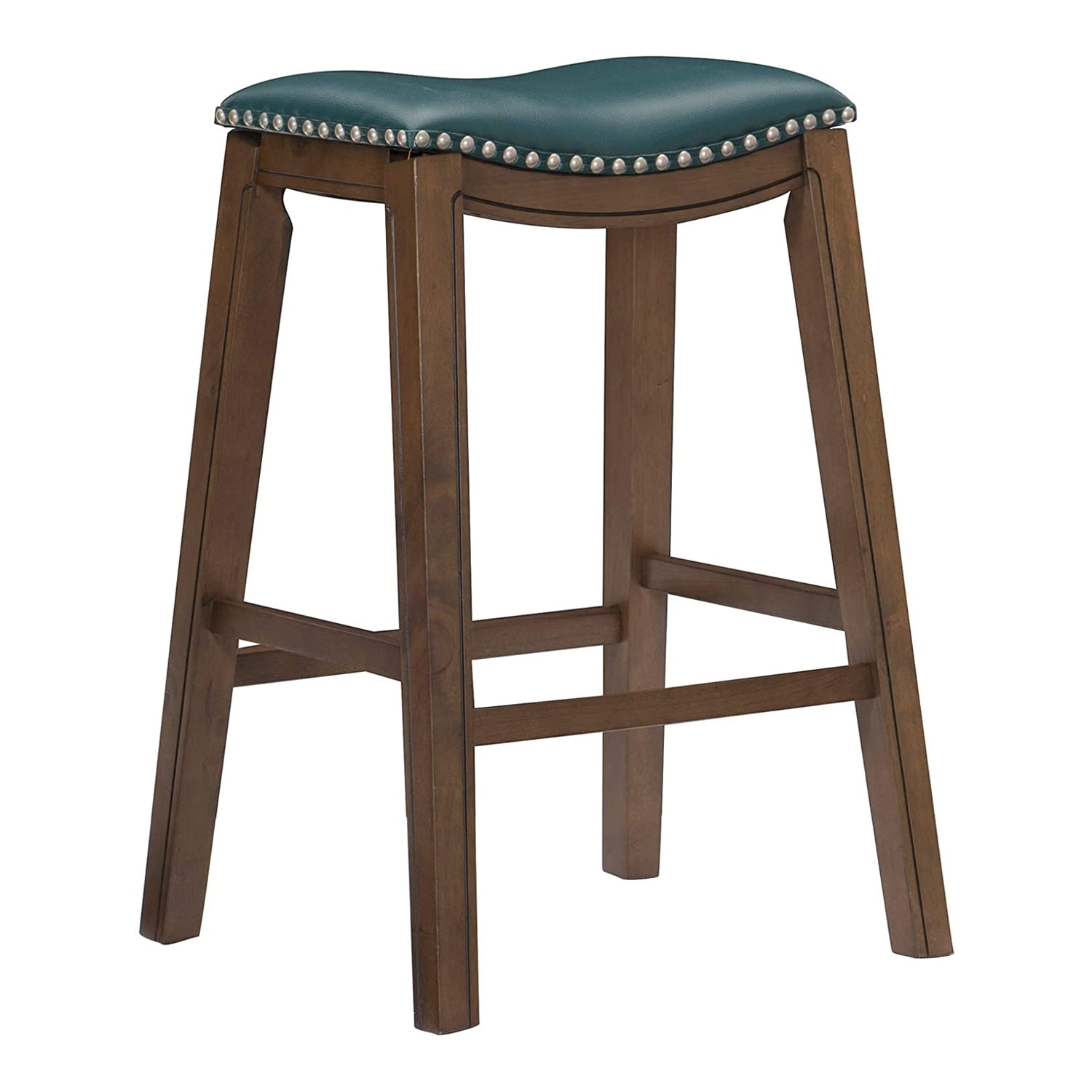 Homelegance 29" Pub Height Wooden Bar Stool Saddle Seat Barstool, Green Brown