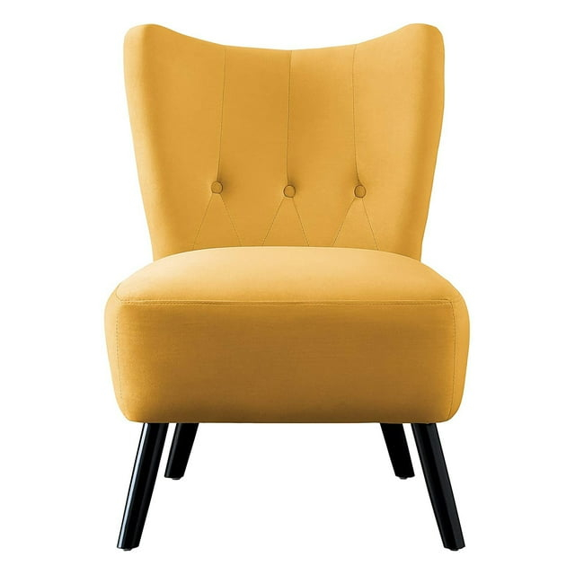 Homelegance Imani Mid Century Modern Velvet Accent Upholstered Chair, Yellow