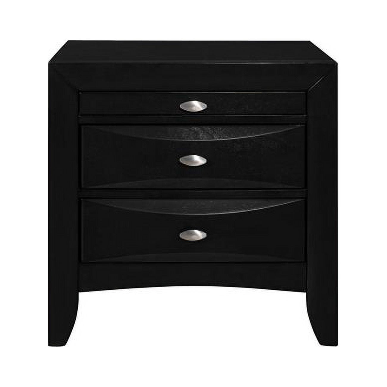 Black Nightstand with 2 Chambered Drawer